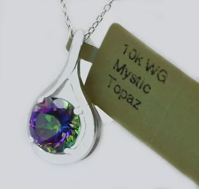 MYSTIC TOPAZ  2.18 Cts PENDANT 10K WHITE GOLD  - New With Tag • $3.25