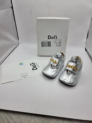 D&g Baby Crib Shoe's Silver & Gold With Box & Certificate. New Old Stock • £35