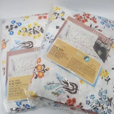 Sears Vintage Country Fair Floral Sheet Set Cottagecore Bed Flat Fitted Full • $40