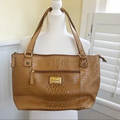 Marc Fisher Tan Crocodile Embossed Faux Leather Handbag EUC • $40