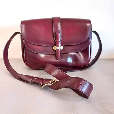 Vintage Celine Shoulder Bag Cross Body Bag Leather Bordeaux USED • $305.80