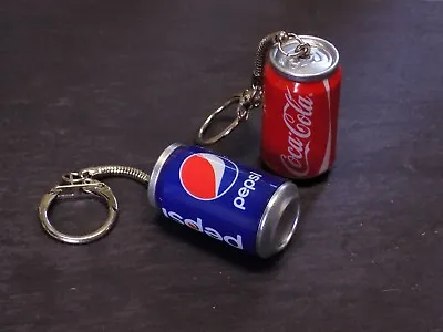 Novelty Miniature Fizzy Drink Can Keyring Coke Pepsi Red Blue Food • £4.48