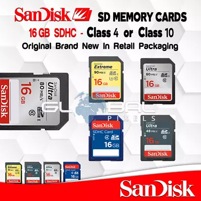 SanDisk SD Card 16GB Memory Ultra Or Extreme SDHC Class 4 Or 10 Fast Camera OEM • $18.95