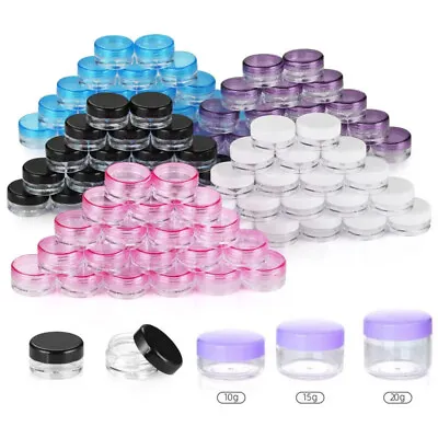 2g-20g Travel Colorful Lids Plastic Cosmetic Pot Jars For Face Cream Lip Balm • £2.35