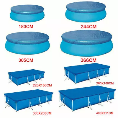 Rectangle/Round Swimming Pool Cover For Garden Outdoor Paddling Pool Tarpaulin • £9.66