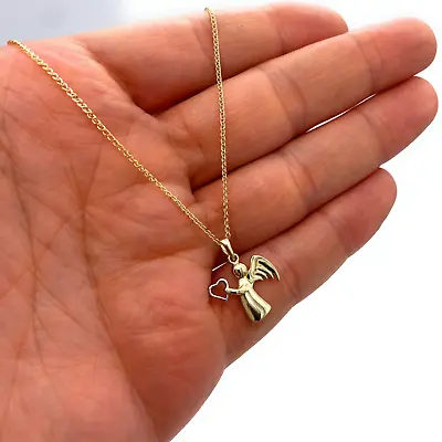 9ct Gold Guardian Angel Pendant Necklaces For Women Valentines Day Gift For Her • £114.99