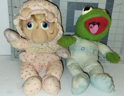 Muppet Babies 1984 Baby Kermit Frog Miss Piggy Plush Hasbro Softies Pampers Set • $9.95