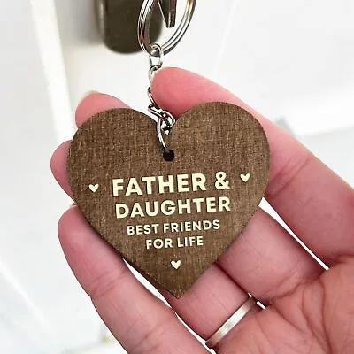 Dad Gifts From Daughter Wood Keyring Fathers Day Gift Dad Birthday Gift • £3.49