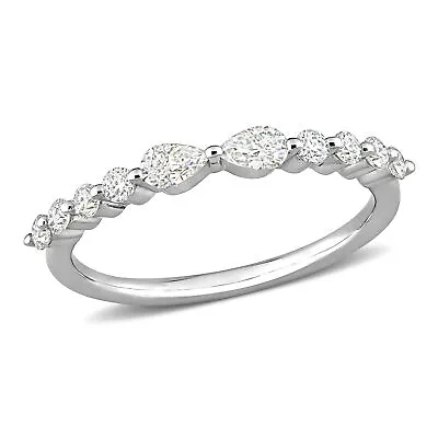 Amour Sterling Silver 5/8 CT DEW Created Moissanite Semi-Eternity Ring • $76