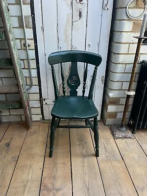 £35 • Buy Antique Green Painted Pine Stickback Kitchen Chair