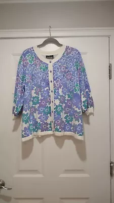 Bob Mackie Wearable Art Floral Full Button Cardigan Size 2X • $28