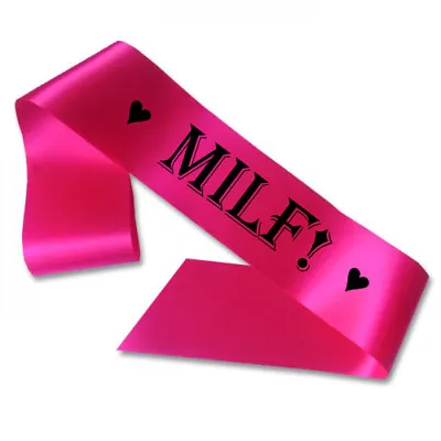 Baby Shower Novelty Hot Pink Milf! Sash Sashes Funny Fun Joke Mum To Be • £5.79