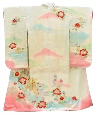 Japanese Kimono Vintage Silk Furisode Peacock Embroidery Wedding Robe 3mt0410 • $8