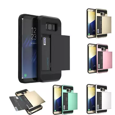 For Samsung S8 S9 S10 S22 + S20 FE Shockproof Card Holder Hard Wallet Case Cover • $16.38