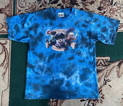 Vintage Disney Tie Dye Pirates Of The Caribbean Blue Single Stitch Shirt Medium • $60