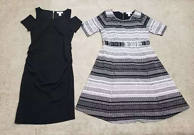 Motherhood Maternity Lot Of 2 Women's Dress Size M Black Gray Polyester Blend • $10