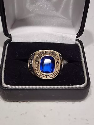 Mens Mercedes Solid 10k Signet Blue Syn.Sapphire WT 22g Ring With Logo Sz 9 3/4  • $1000