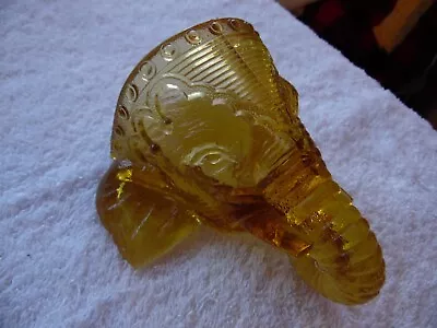 Antique 1890's Amber Glass Elephant Head Match Holder Striker Wall Pocket • $24.99