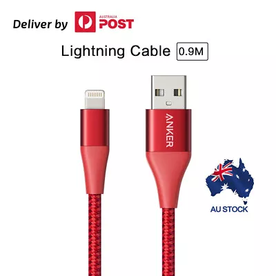 Anker Lightning Cable (0.9m)Powerline+II MFi Certified USB Cable For Iphone Red • $25.95