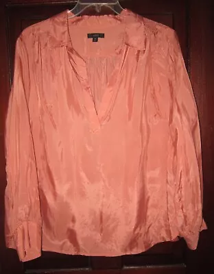 J. Crew Plus Size 2X Tunic Top Blouse Shirt Popover Satin Silky Cupro Salmon • $21.99