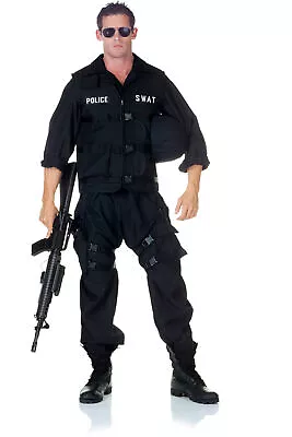 SWAT Team Jumpsuit Vest Halloween Police Officer Force Costume Adult Men • $43.82