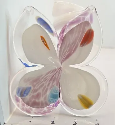 Murano Style Glass Flower Spiral Stem Vintage Butterfly Millefiore Hand Blown • $28