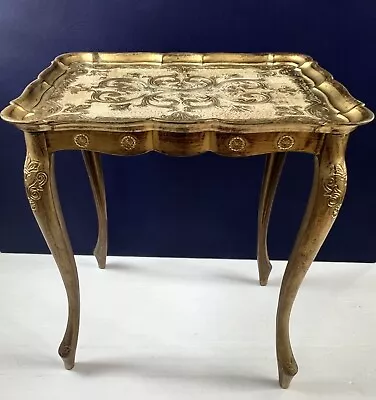 Vtg Italy Gold Regency Ornate Molded Resin Small Side Table Italian Florentine • $80