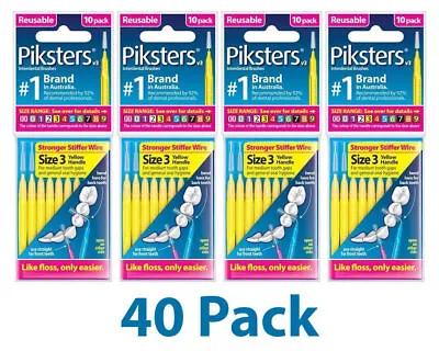 Piksters 40 PACK Interdental Brushes Sizes 000 To 5 *!CHEAPEST ONLINE!* • $17