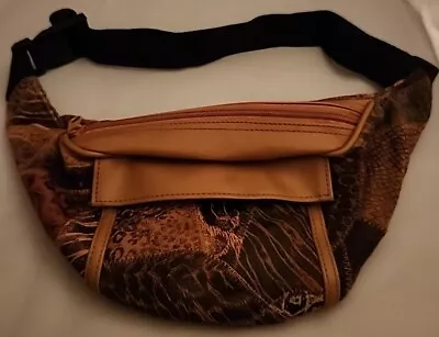 Vintage Brown Leather Waist Pouch Fanny Pack Belt Bag Zip Adjustable 11 X 6 • $29.99