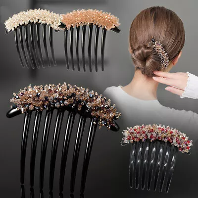 Slide Hairpin Clips Hair Crystal Flower Accessories Comb Pins Women Hair Grips • £3.35