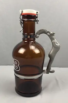 German Muster Geschutzt Laughing Man Handle Glass Beer 2L Growler Jug Bottle SOB • $44.99