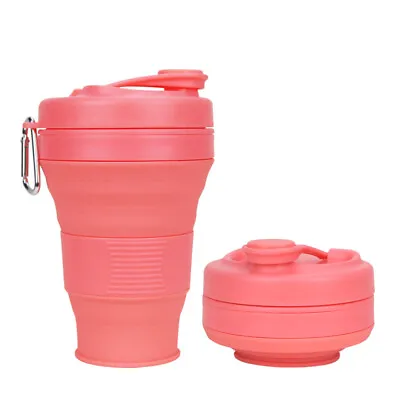 600ML Collapsible Silicone Coffee Cup Mug Reusable Travel Foldable Leak Proof • £9.43