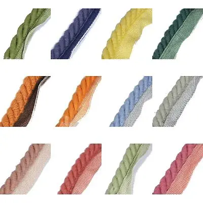 12 COLOUR 10mm Flanged Cotton Piping Cord Barley Twist Cushion BUY 1 2 4m 839 • £3.75