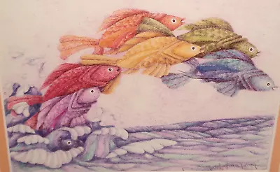 Vintage Rainbow Fish Ocean Sea Framed Print Red Blue Green Yellow Orange Purple • $19.99