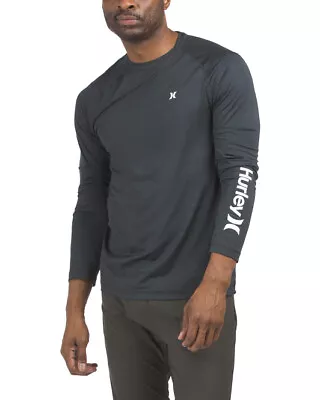 Hurley Men's XL Long Sleeve Rash Guard Swim UV Shirt Tee Black One And Only • $34