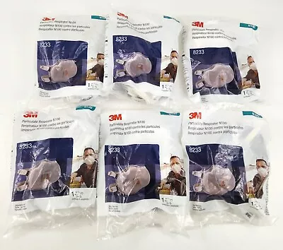 Lot Of 6 3M 8233 N100 Particulate Respirator Individually Sealed Masks • $45