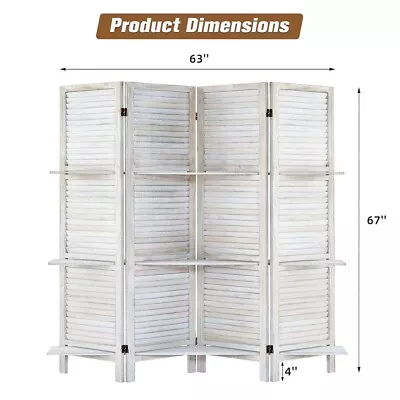 4/5/6 Panel Partition Room Divider Wood Folding Privacy Screen With Shelves New • $111.09