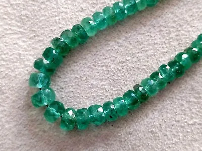 Zambian Emerald 4 Mm Faceted Beads Rondelles Emerald Loose Beads 16  Strands • $500