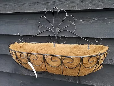 Large Metal Wall Planter Flower Pot Vintage Look Home & Garden Fence Black • £18.50