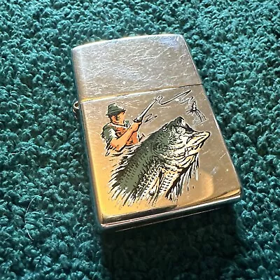 Zippo Lighter Fishing Vintage 1998 Used /uk Seller • £20