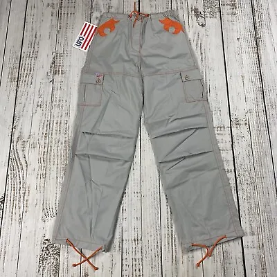 $149.99 • Buy Vtg Nwt Ufo Parachute Rave Pants Mercury Grey Orange Cargo Womens 12 Rare Skate