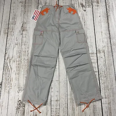 Vtg Nwt Ufo Parachute Rave Pants Mercury Grey Orange Cargo Womens 12 Rare Skate • $119.99