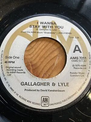 1976 Gallagher And Lyle 7  I Wanna Stay With You / Fifteen Summers A&m Ams 7211 • £2.19