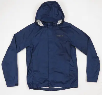 Marmot Blue Precip Rain Wind Mens Hooded Full Zip Windbreaker Coat Jacket S • $70.99