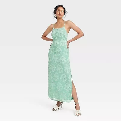 Women's Jacquard Maxi Slip Dress - A New Day Green L • $15.03