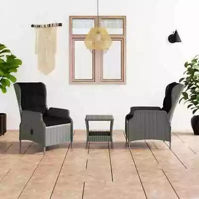 VidaXL 3 Piece Garden Lounge Set With Cushions Poly Rattan Light Grey AUS • $843.29