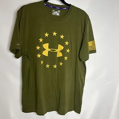 Under Armour Shirt Adult Large Green UA Logo FREEDOM US Flag Wounded Warrior Men • $17.99