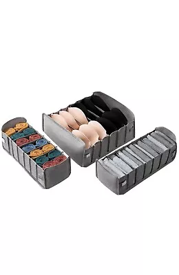 3 Pack Drawer Divider Organiser Storage Box Tidy Socks Bra Tie Underwear • £5.99