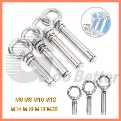 M6 - M20 Heavy Duty Closed Hook Eye Bolt Shield Wall Anchor Expansion Bolts • £2.22