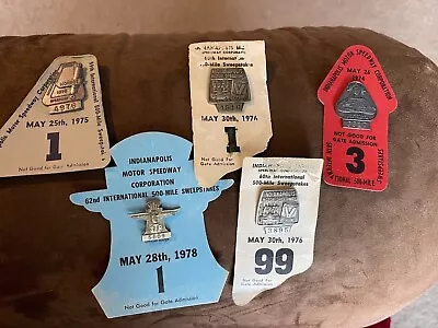 $35 • Buy Indy 500 Pit Pass Pin Badge-1974, 1975,1976,1977,1978- On Original Cards!
